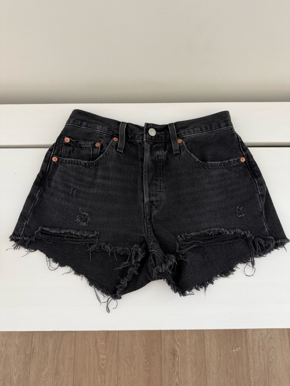 Levi’s 501 Black Distressed Cutoff Shorts High Rise W27